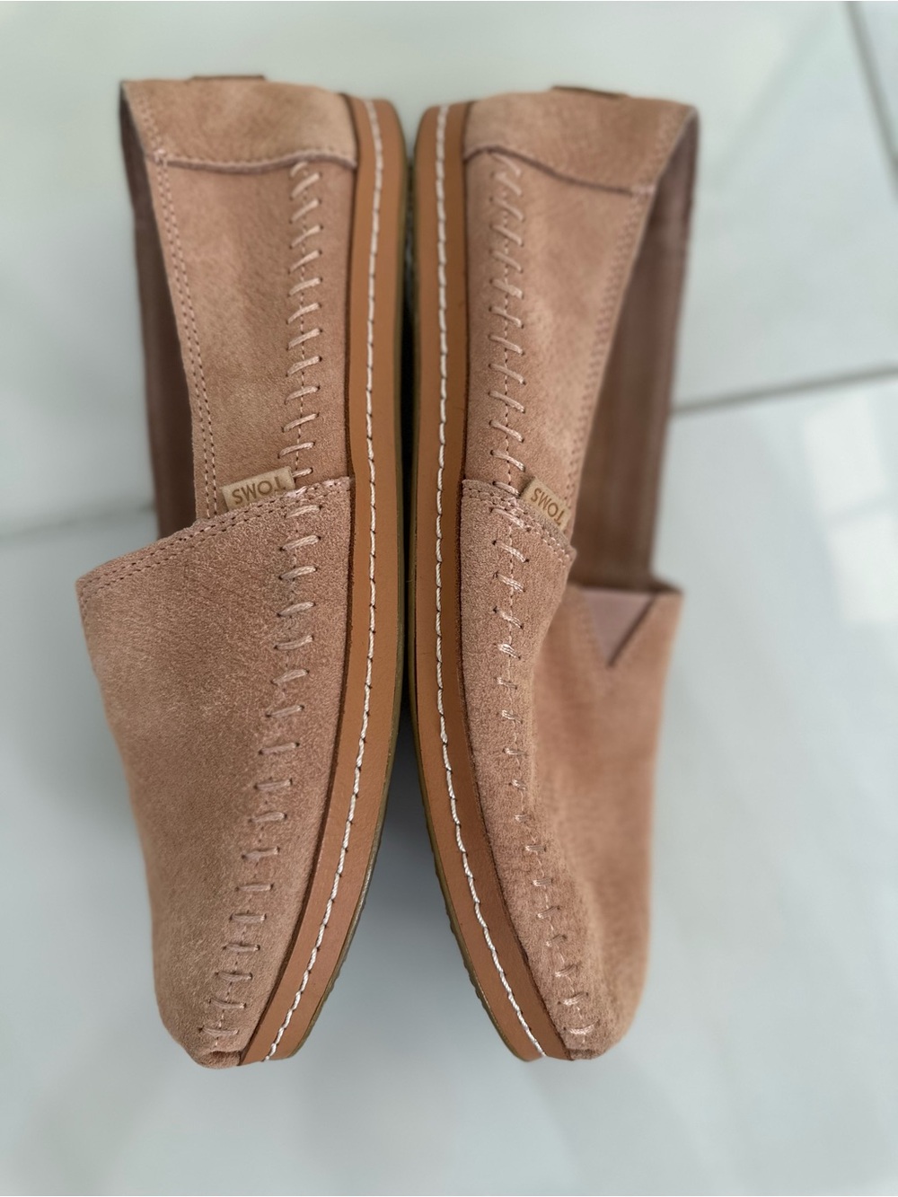 TOMS Women’s Alpargata Leather Wrap Classics – Size 8.5 – Sand Pink Suede – NWOT - Picture 7 of 13